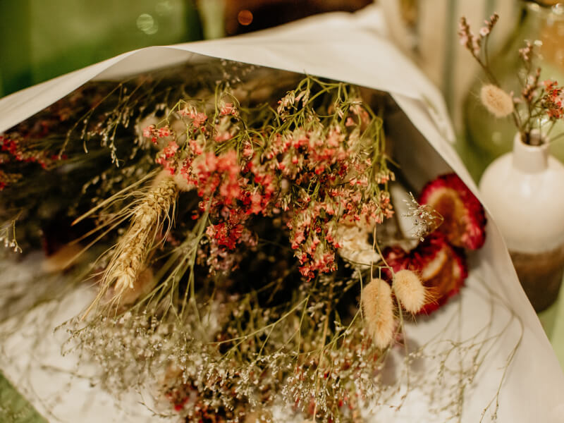A dried flower bouquet 
