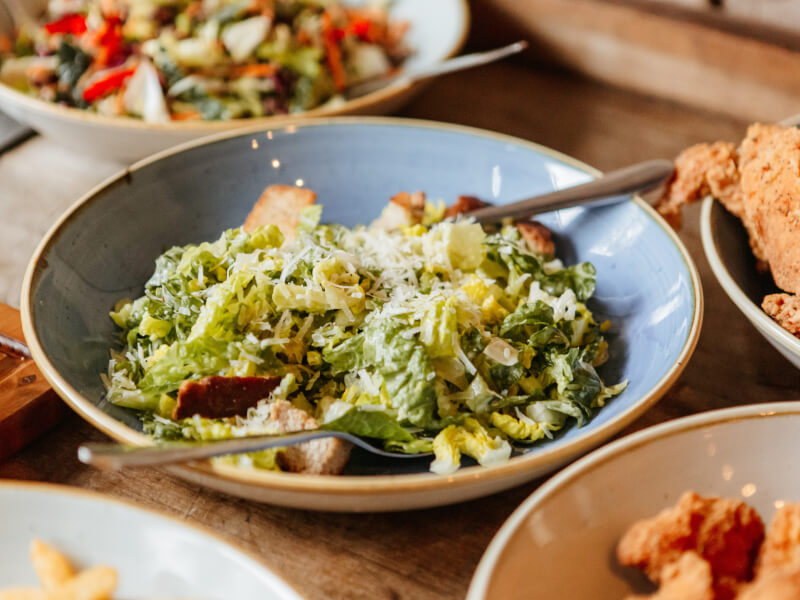 A Caesar salad made at a cooking class