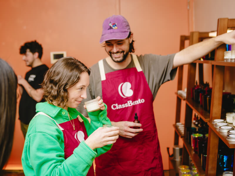 A couple at a candle making class