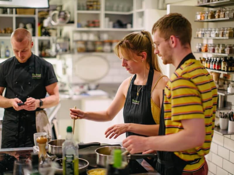 A group of people at a cooking class