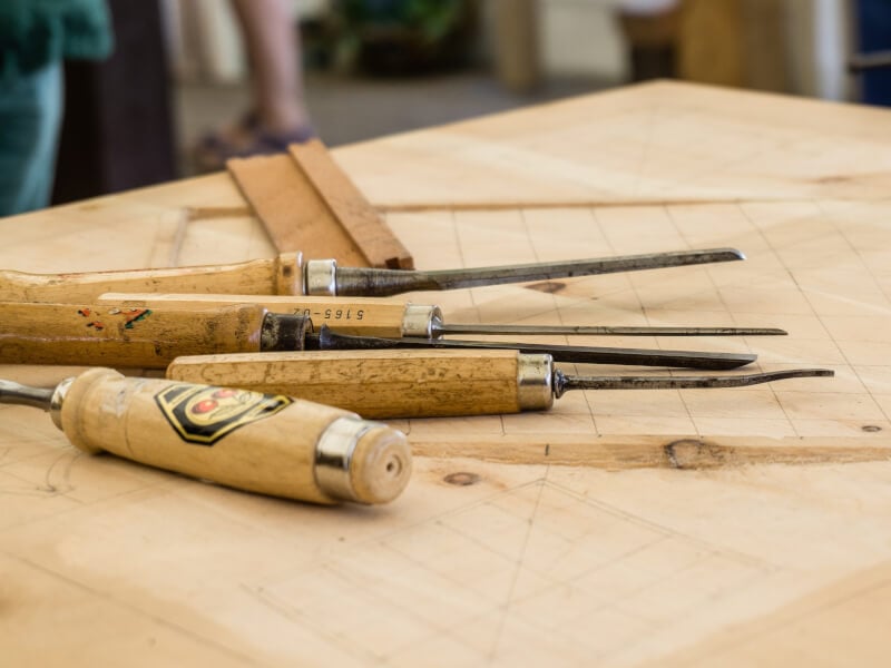 Wood carving took on a workbench