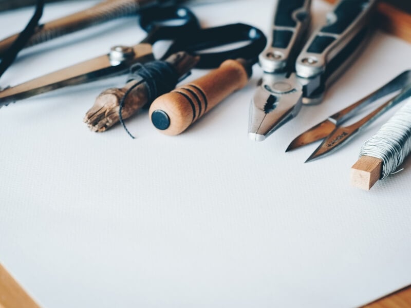 A selection of different tools used in craft workshops