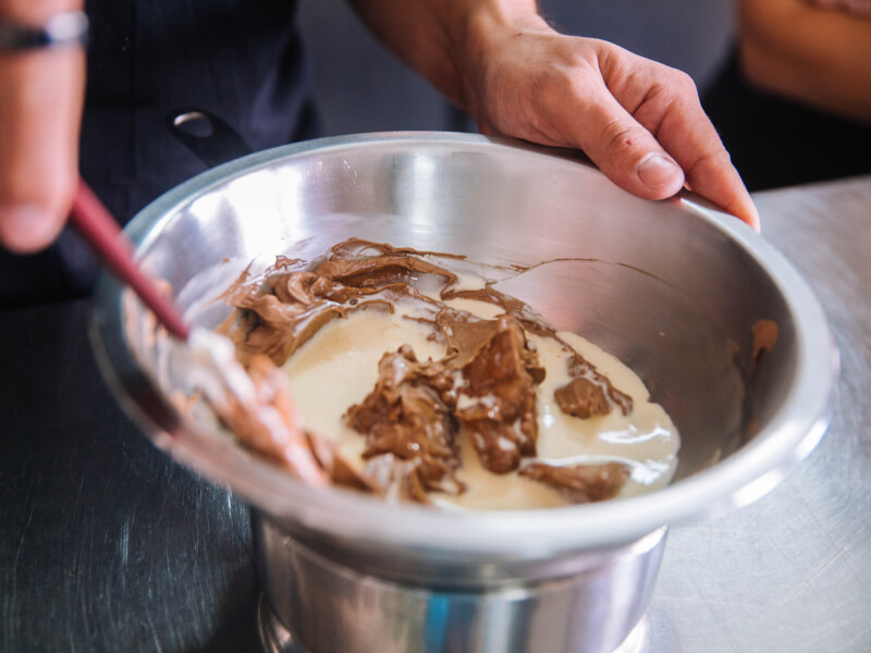 Ingredients being mixed at a baking class.