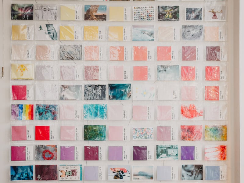 A decorative wall in the M.Y.O studio in London