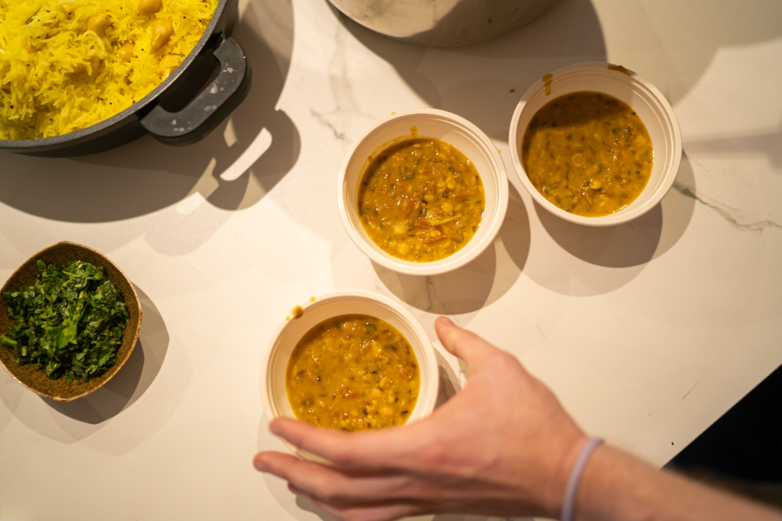 A selection of Indian cooking ingredients arranged on a table