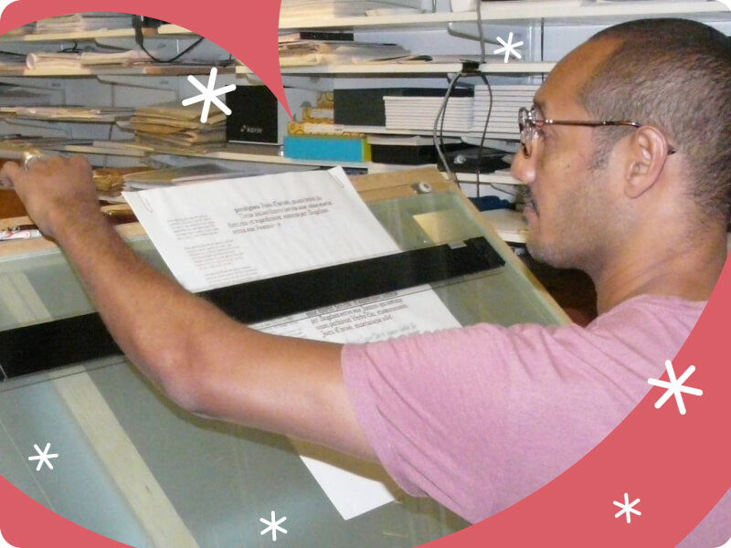 Paul at his calligraphy writing desk.