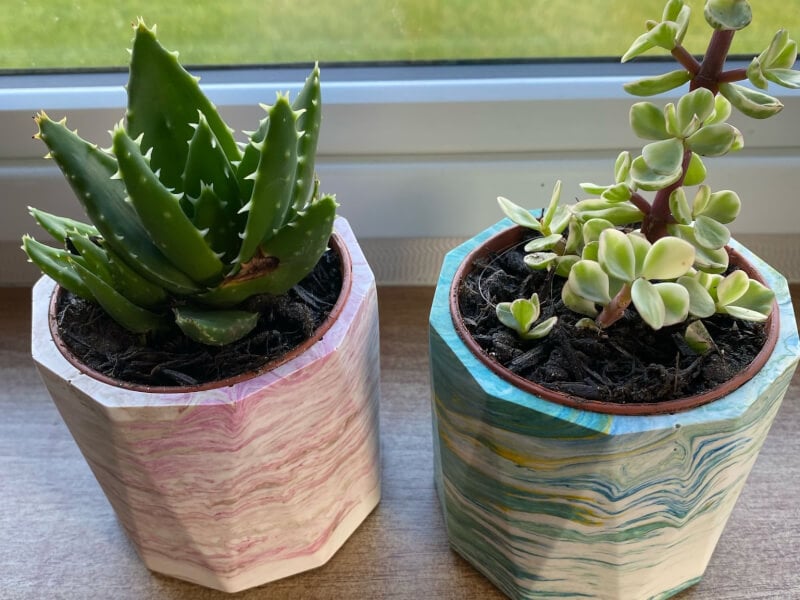 Resin art plant pots