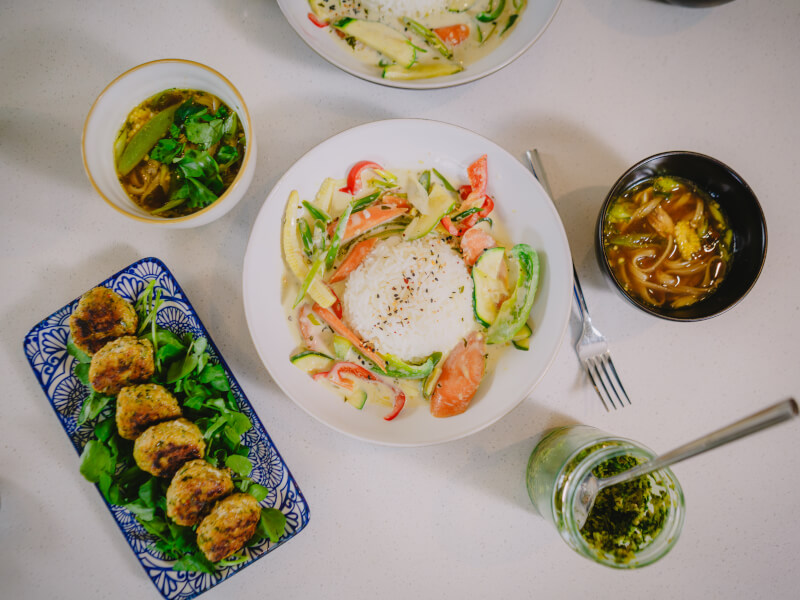 A selection of dishes from a cooking class