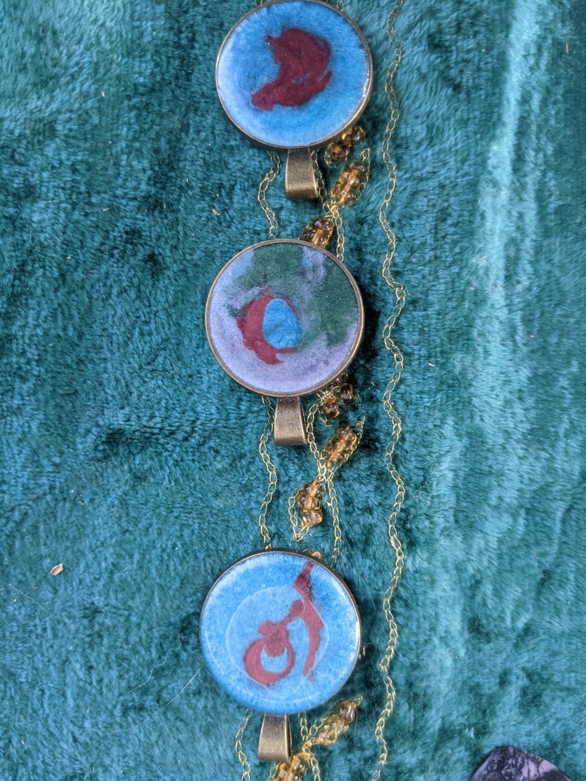 Botanical resin necklaces with gold chains