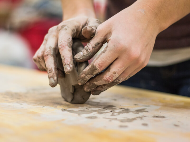 Clay sculpture and hand building pottery class in Edinburgh.