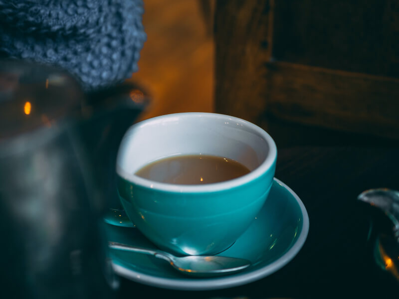 A cup of tea at a tea tasting class in Manchester.