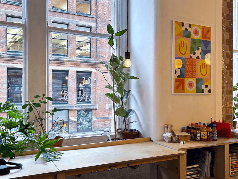 The interior of Idle Hands coffee shop in Manchester
