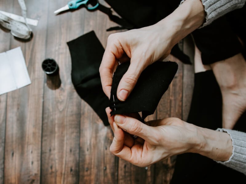 darning a garment