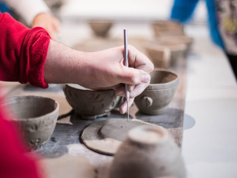 close up of a pottery workshop