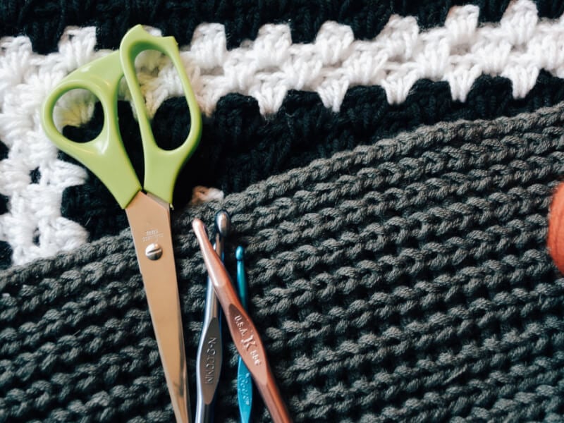 close up of crocheting supplies