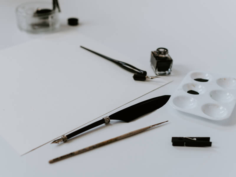 Write in calligraphy ink
