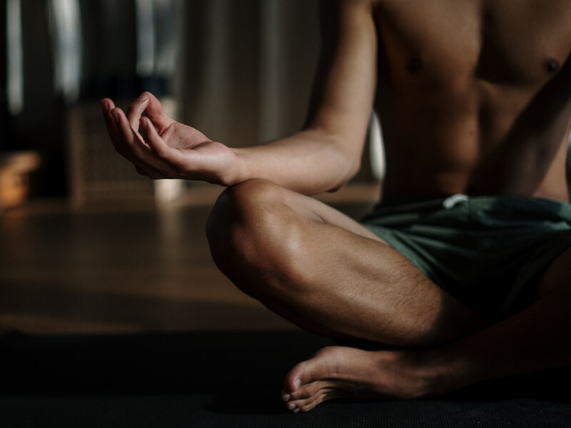 A person practicing yoga meditation