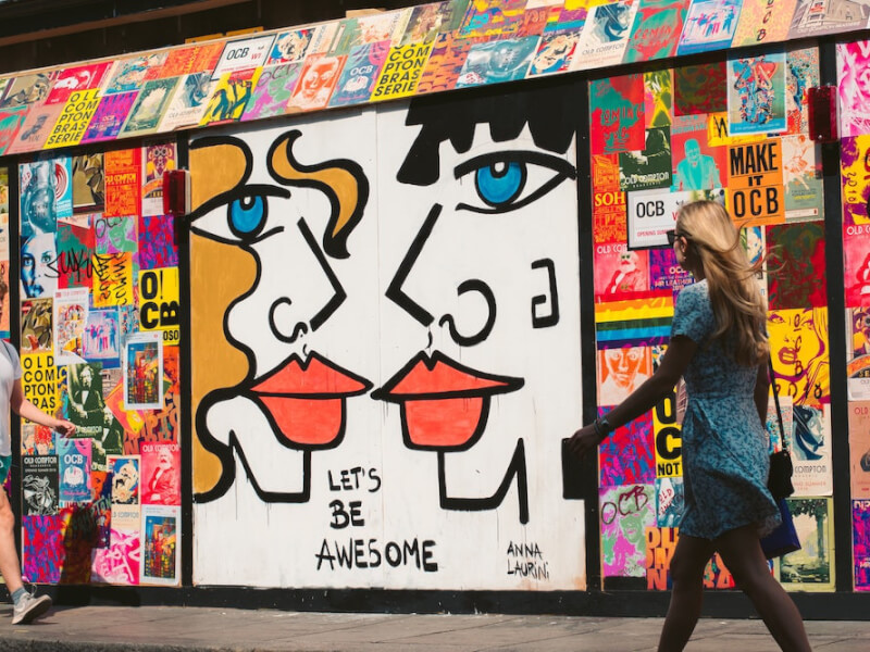 Colourful posters and Picasso-style street art in London