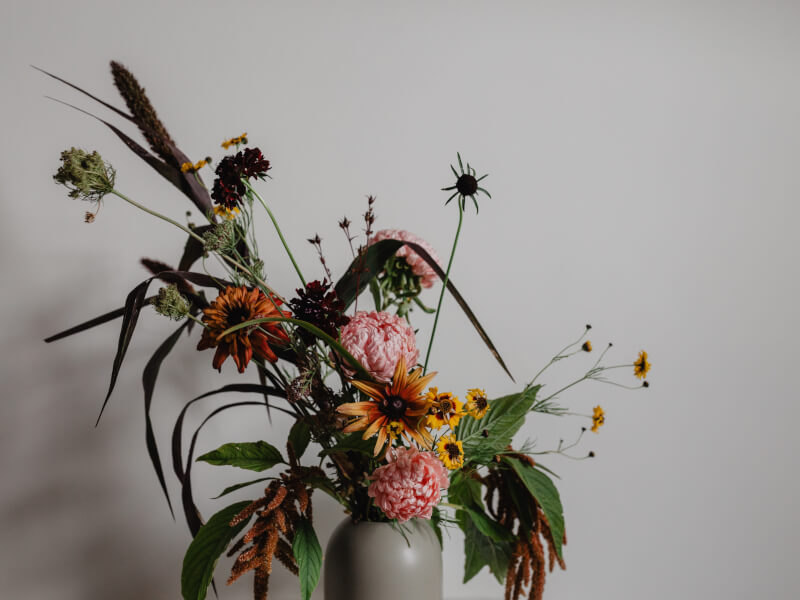 A floral arrangement in a vase
