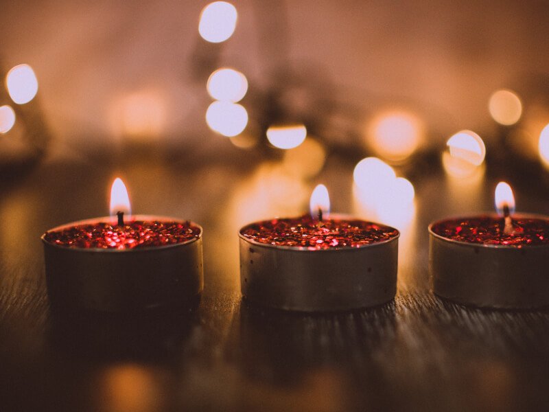 Several christmas homemade candles