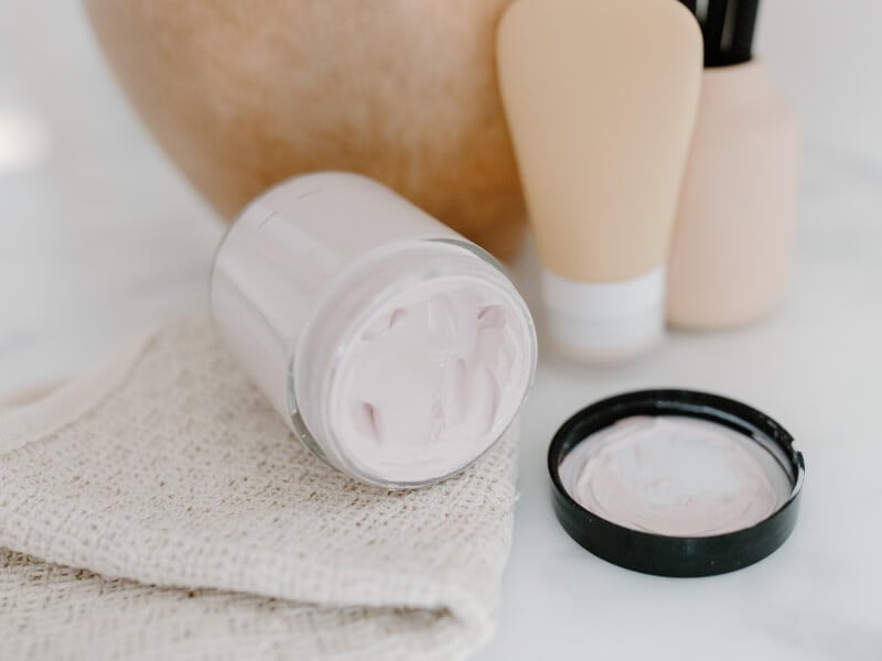 DIY skincare laid out on a white surface.