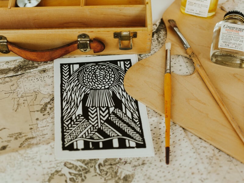 a finished lino print