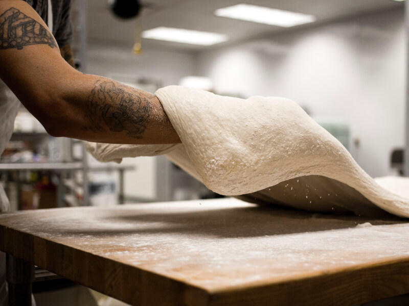 Dough at a pizza making class
