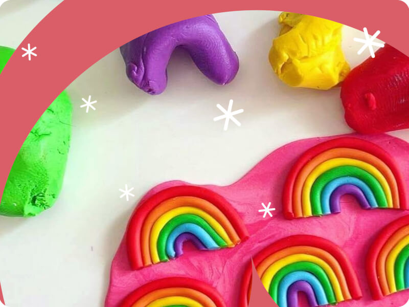 Polymer clay in a rainbow shape. 